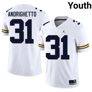 Game #31 College Football Youth UMich White Nico Andrighetto Jerseys 563770-344