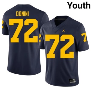 Embroidery Peter Donini Michigan Navy College Football #72 Youth Jersey 521033-485