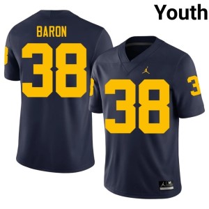 2026-27 College Football Youth University of Michigan Wolverines Sam Baron Navy #38 Jersey 614536-402