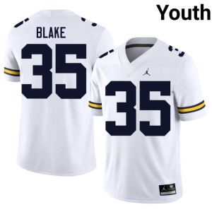 Player White University of Michigan College Football #35 Stuart Blake Youth Jersey 519699-975