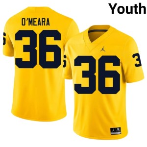 Replica College Football Michigan Maize #36 Youth Tomas O'Meara Jersey 742551-466