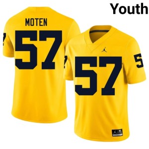 Official Youth Michigan Wolverines College Football Travis Moten Maize #57 Jersey 693228-342