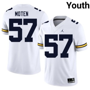 Alumni #57 White Youth Wolverines Travis Moten College Football Jersey 642364-790
