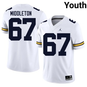 Embroidery College Football Youth Trent Middleton University of Michigan Wolverines White #67 Jerseys 826419-246