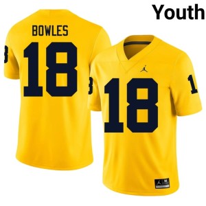University College Football Youth Troy Bowles #18 Maize U of M Jerseys 423906-854