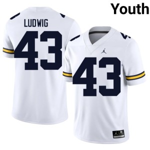 Alumni MICH White College Football Zach Ludwig Youth #43 Jersey 845214-597