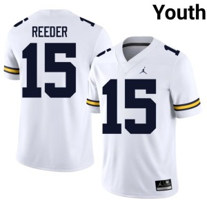 Game White Aden Reeder #15 College Football Youth University of Michigan Wolverines Jerseys 908949-371