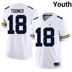 University UMich Amani Toomer Youth White #18 College Football Jersey 412556-113