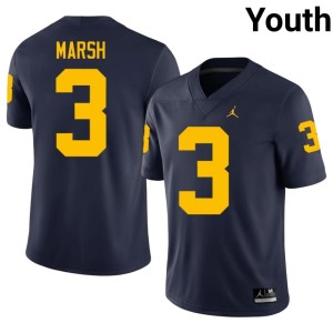 Stitched College Football Navy Andrew Marsh #3 University of Michigan Youth Jerseys 254842-341