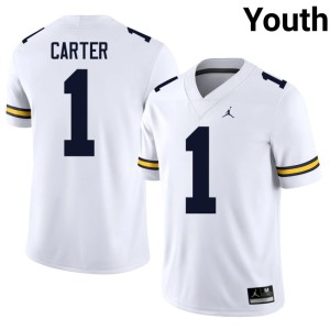 Replica White #1 College Football Anthony Carter UMich Youth Jersey 869136-307