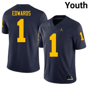 Game #1 Braylon Edwards Youth College Football U of M Navy Jerseys 554198-798