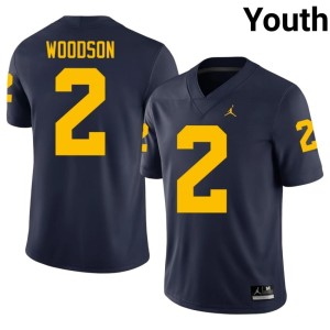 Player #2 Charles Woodson University of Michigan Wolverines Navy College Football Youth Jersey 282022-240