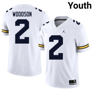 University Youth Charles Woodson #2 College Football White University of Michigan Jerseys 503609-812