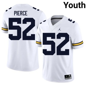 University U of M #52 College Football Christian Pierce Youth White Jersey 566053-910