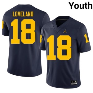 Replica College Football Colston Loveland U-M Navy Youth #18 Jersey 622153-120