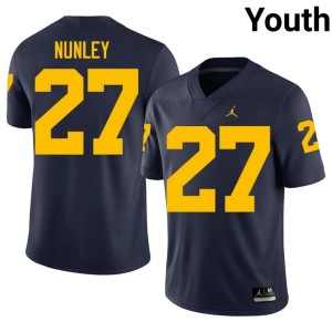 Player MICH Youth Ernest Nunley #27 College Football Navy Jersey 524505-652