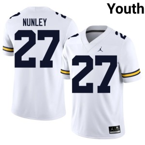 2026-27 College Football Youth Ernest Nunley White Michigan #27 Jersey 256027-622