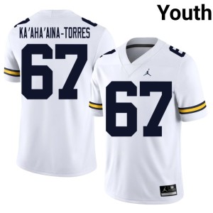 Alumni #67 Youth Houston Ka'aha'aina-Torres White College Football UMich Jersey 626838-420