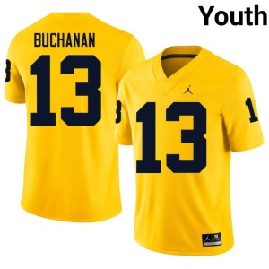 2026 Maize #13 Michigan College Football Youth JJ Buchanan Jersey 203803-316