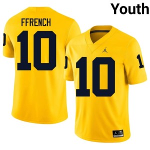NCAA #10 Youth Maize Jaime Ffrench College Football Michigan Jerseys 879944-302