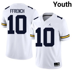 Stitched #10 White Youth Jaime Ffrench U of M College Football Jerseys 942655-804