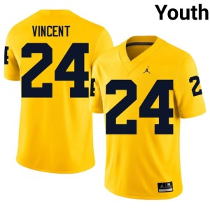 High School Jamarion Vincent #24 Michigan College Football Youth Maize Jerseys 869567-567