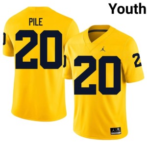 Embroidery Maize Jaylen Pile Youth Michigan College Football #20 Jerseys 245967-984