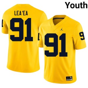 Limited College Football Jonah Lea'ea U of M #91 Youth Maize Jerseys 644182-407