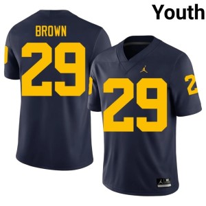 Alumni Navy College Football Wolverines Jonathan Brown #29 Youth Jersey 633880-360