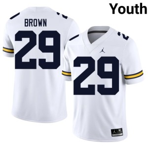 NCAA Jonathan Brown Youth Michigan #29 College Football White Jerseys 794964-510