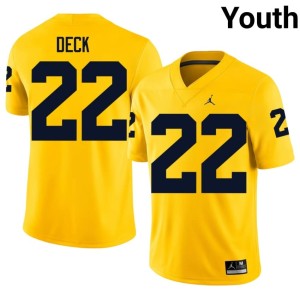 Game Wolverines #22 College Football Jordan Deck Maize Youth Jerseys 654738-399