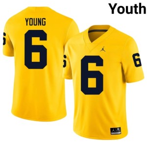 2026 #6 Maize Wolverines Youth Jordan Young College Football Jerseys 340225-697