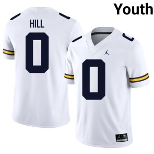 University #0 UMich Jyaire Hill Youth White College Football Jerseys 703449-513