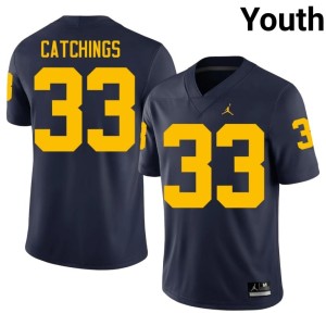 Player College Football #33 Youth Kaden Catchings Navy UMich Jerseys 236227-195