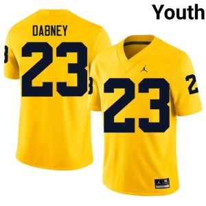 Limited U-M Youth #23 Maize College Football Markel Dabney Jersey 226866-887