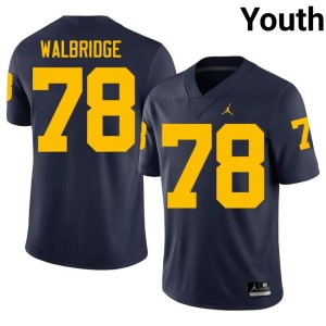 Game College Football Marky Walbridge #78 UMich Navy Youth Jerseys 687721-983