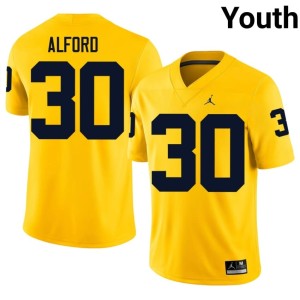 2026 Maize #30 Youth College Football Max Alford Wolverines Jerseys 603621-478