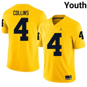Player MICH College Football #4 Maize Nico Collins Youth Jersey 193057-713