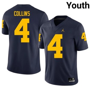 University College Football Navy Nico Collins Youth #4 Wolverines Jerseys 522662-842