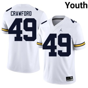 2026-27 Nico Crawford #49 Youth College Football University of Michigan Wolverines White Jerseys 476569-223