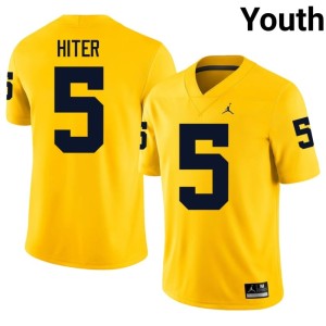 Stitched College Football Maize University of Michigan #5 Savion Hiter Youth Jerseys 777651-559