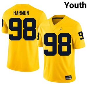 NCAA University of Michigan College Football #98 Youth Maize Tom Harmon Jerseys 792096-550