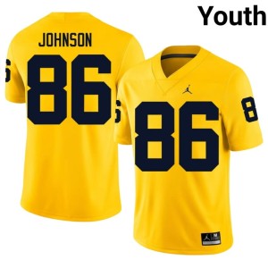 Player College Football Maize Youth Michigan Wolverines #86 Travis Johnson Jersey 259786-532