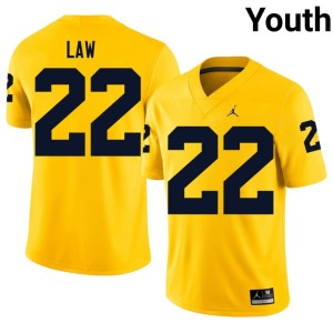 Stitched Maize #22 College Football Ty Law Youth Wolverines Jerseys 951622-403